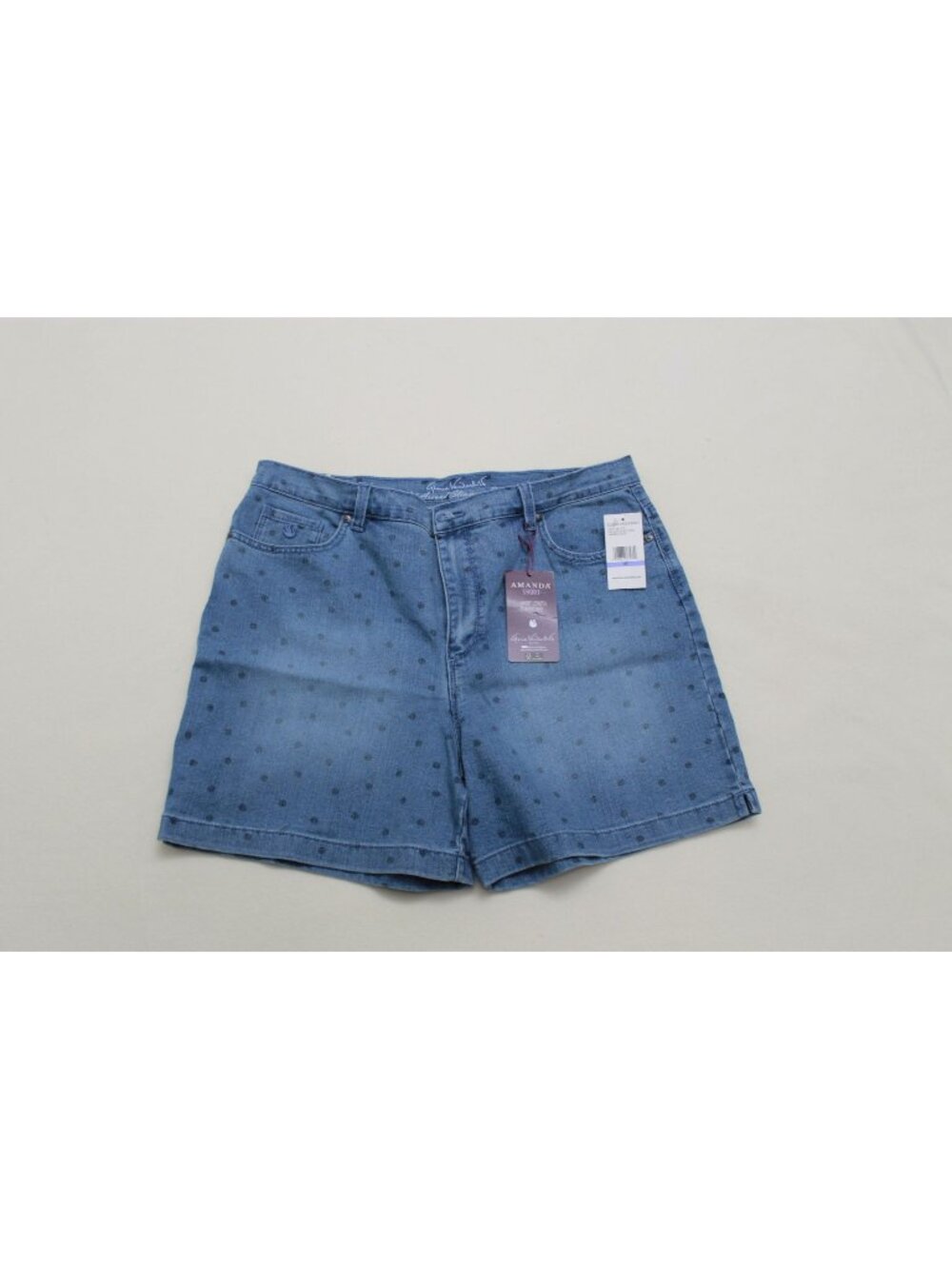 Gloria Vanderbilt Womens Amanda Blue Space Dots Jean Shorts Size 8p NEW